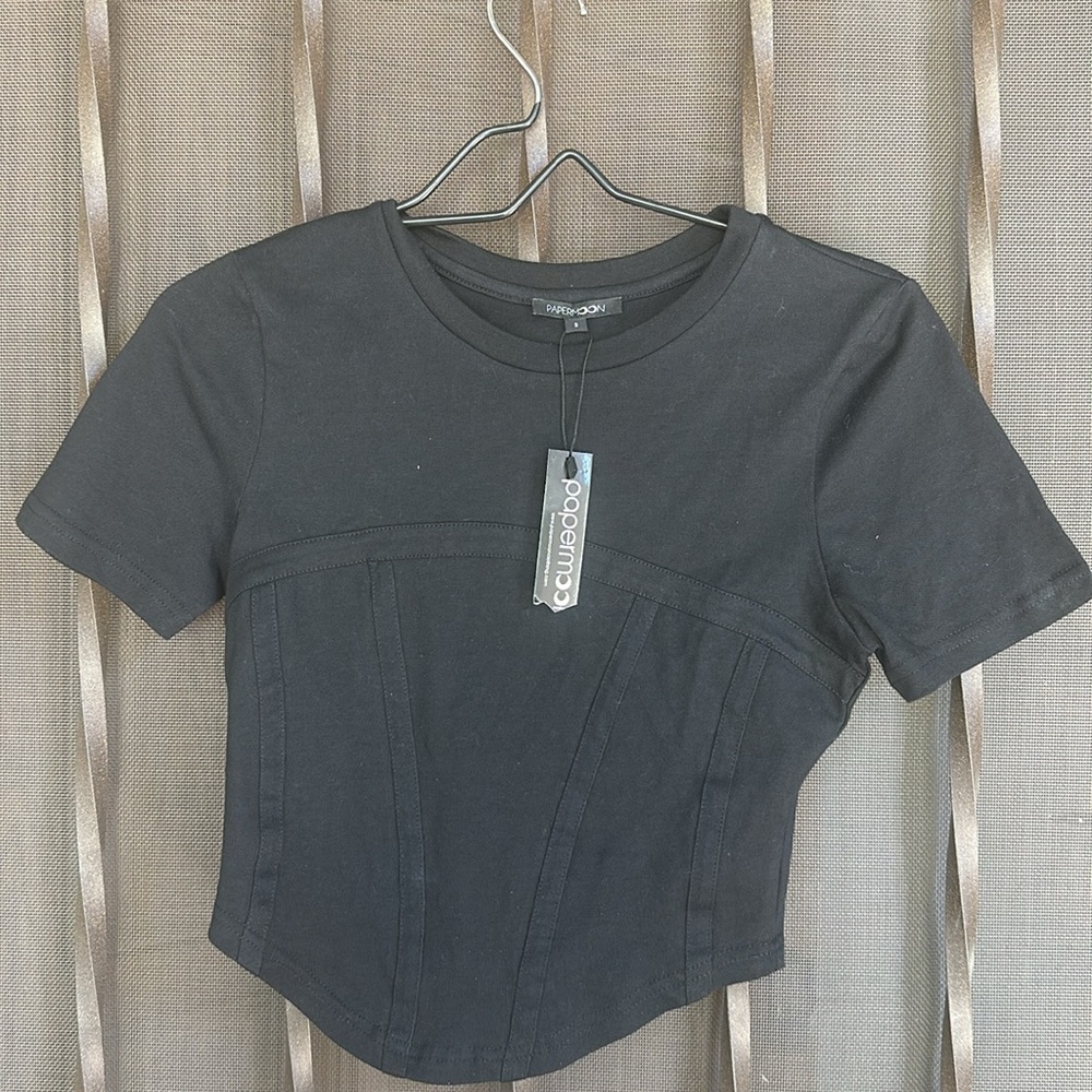 NWT Papermoon black corset tee, size small - Picture 3 of 8